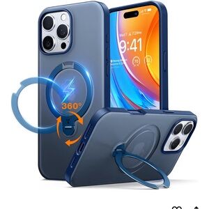 Blue Magnetic PhoneCase TORRAS Upgraded 360 SpinMagnetic Stand iPhone 16Pro Case